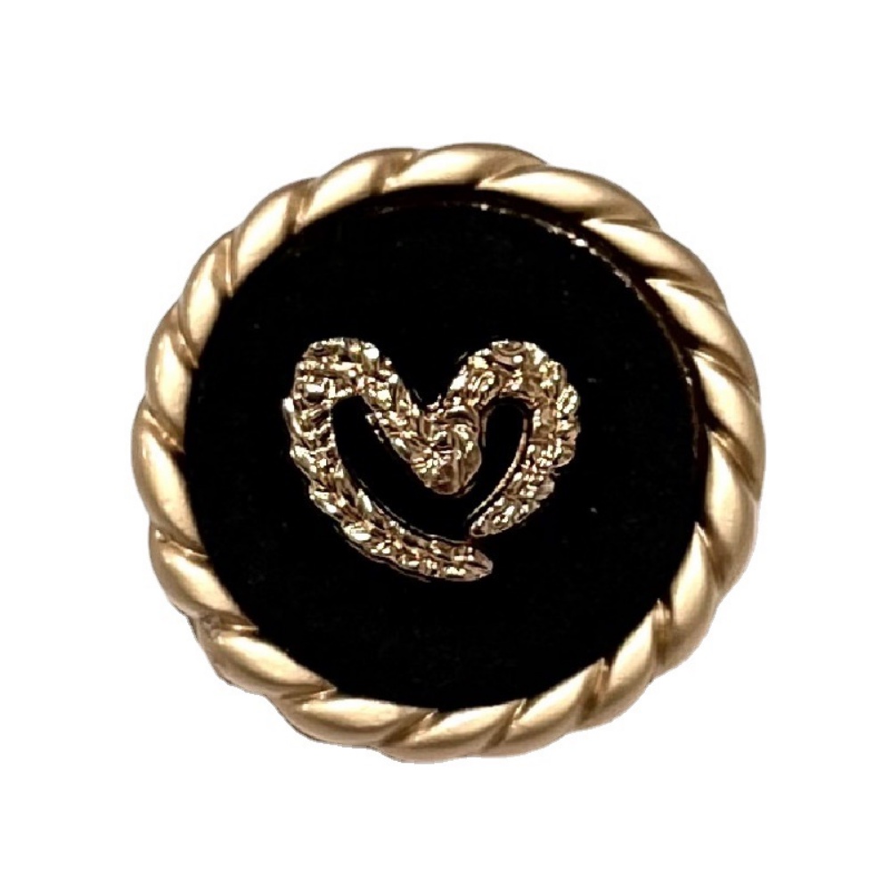 5 Pieces High-End Flocking Metal Buttons Fashion Heart-Shaped Clothes ...
