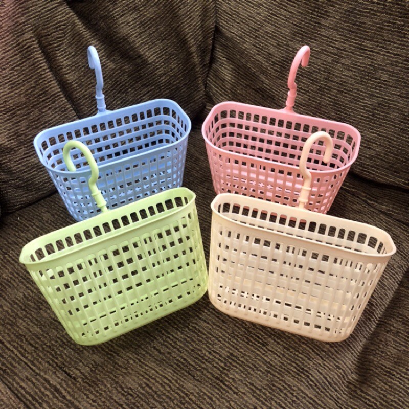 Korean Plastic Hanger Storage Basket Bathroom Hanging Rack Organizer ...