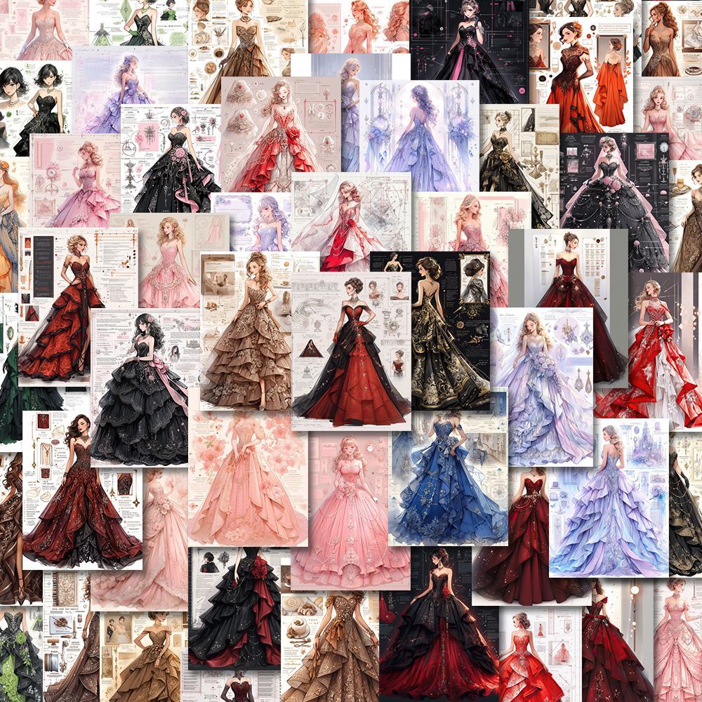 100 pieces of high-end wedding dress handbook stickers girls' heart ...