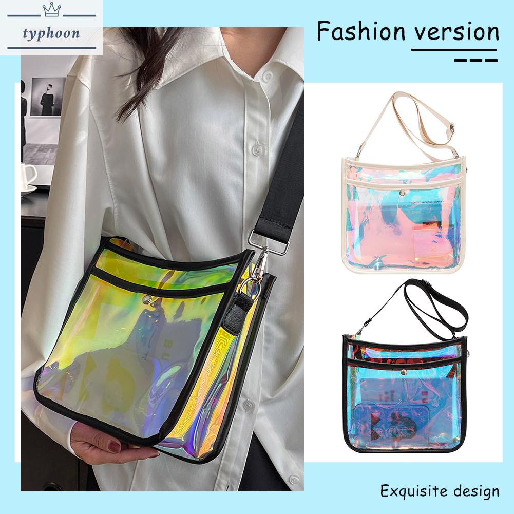 Women Hobo Bag Illusory Color Laser Transparent Messenger Bag Plastic ...