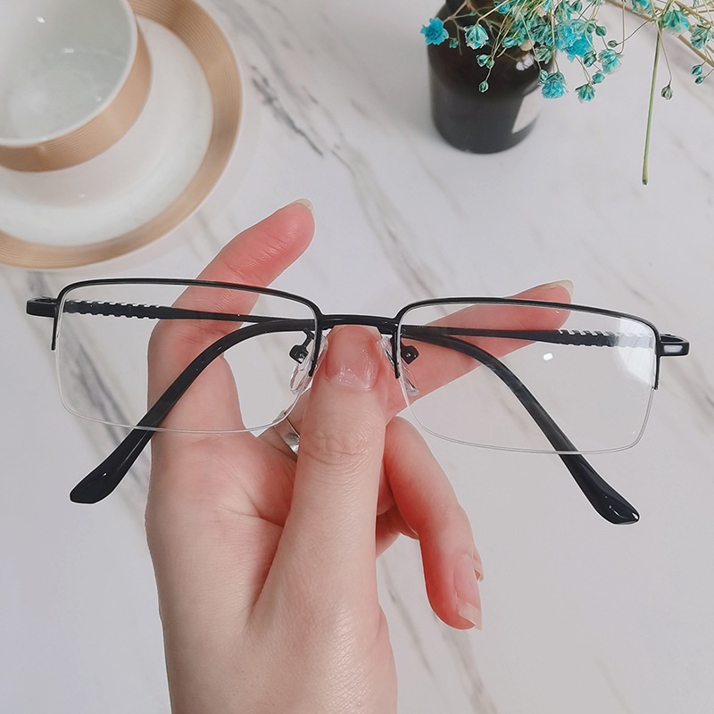 0 600 myopia glasses metal half frame square glasses men s anti blue light glasses fashionable women s myopia glasses