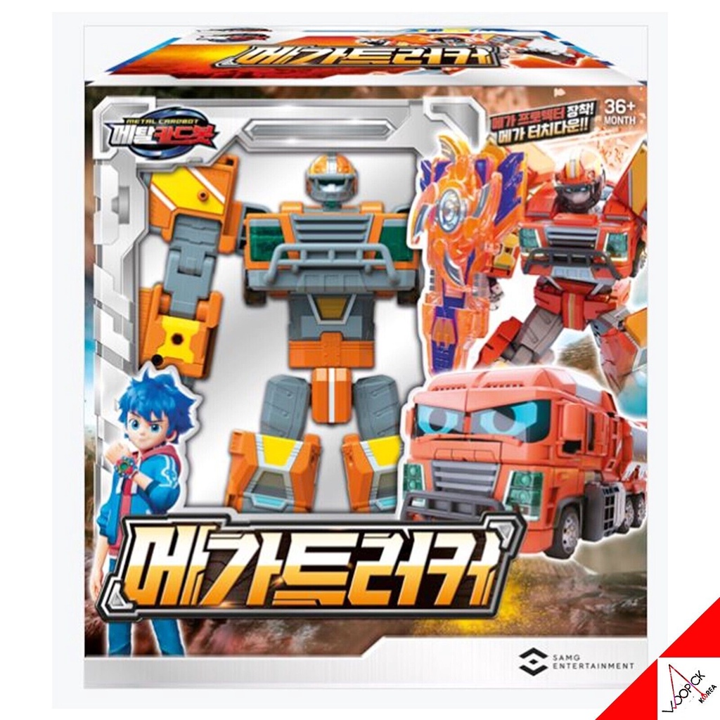 METAL CARDBOT MEGA TRUCKER Transformer Robot Orange Truck Action Figure ...