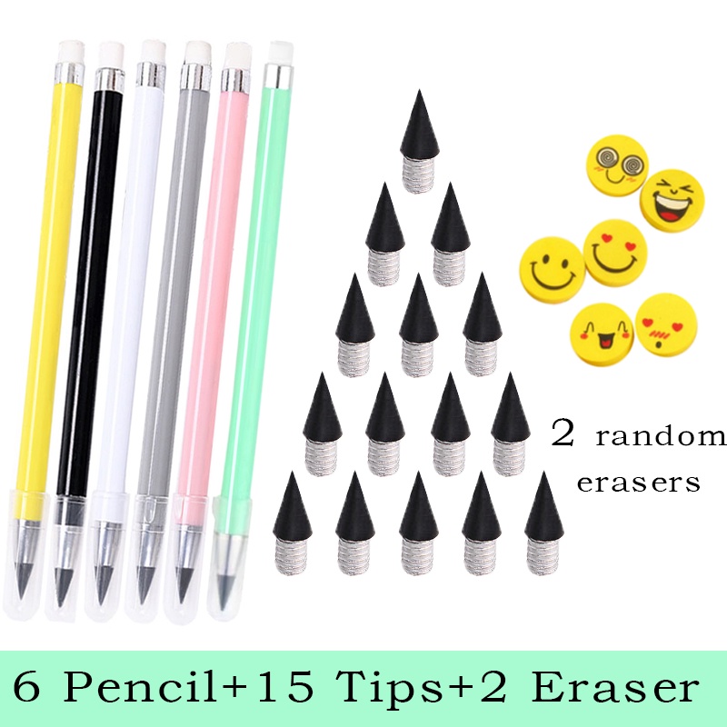 1/3 pcs 12 Colored Infinity Pencil Everlasting Pencil with Eraser