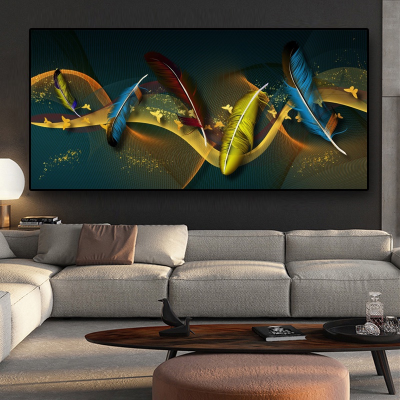 Luxury Feather Canvas Painting House Design Wall Decor Picture Nordic ...