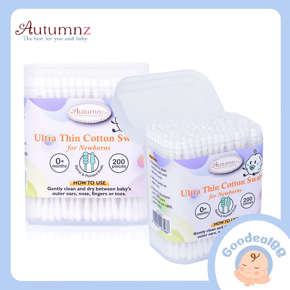 Autumnz Ultra Thin Cotton Swabs For Newborns (200 Pcs) Shopee Philippines