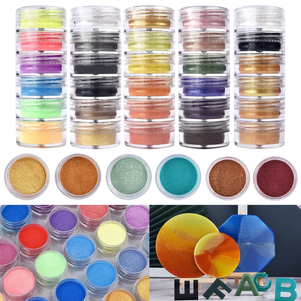 6 Colors/Set Pearlescent Powder Pigment Natural Mica Mineral Powder DIY ...