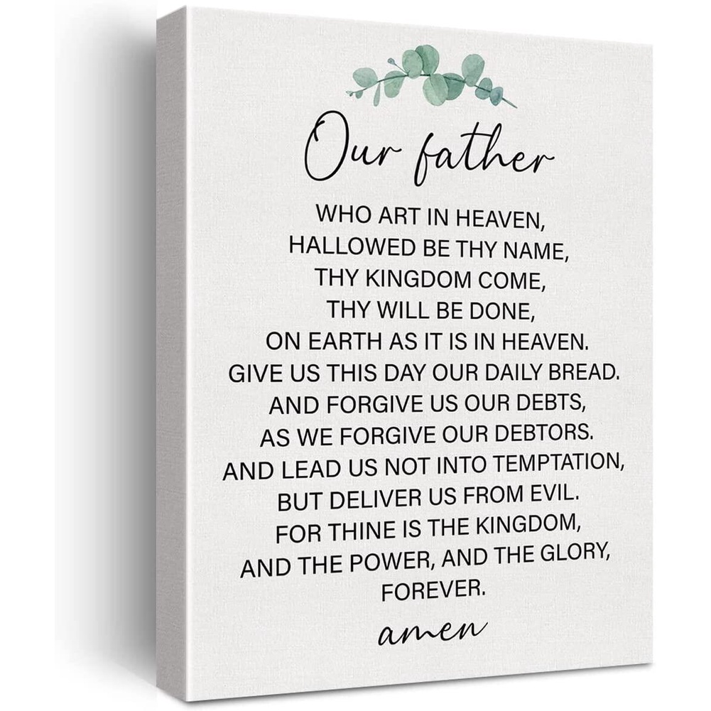 Inspirational Bible Verse The Lords Prayer Canvas Wall Art Christian ...