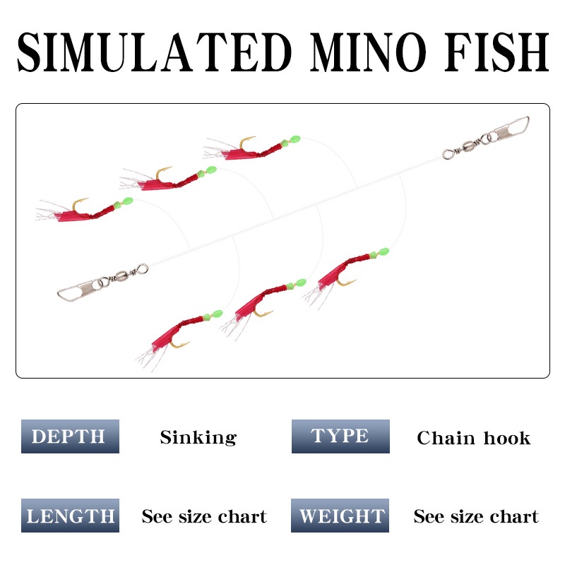 6pcs/Set Simulated Fish Skin String Hooks Sabiki Rig For Sea Luminous ...