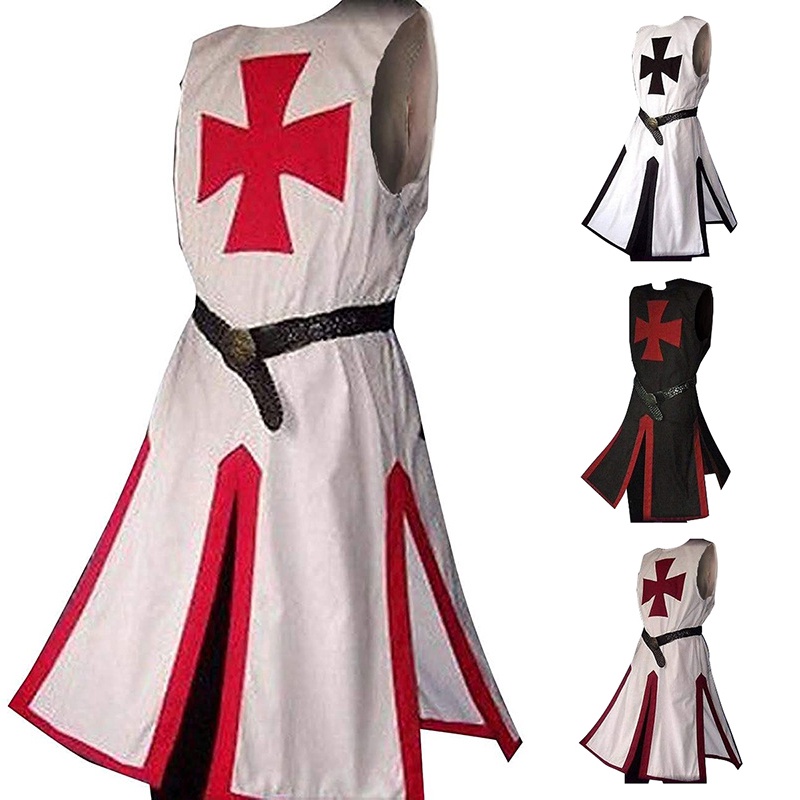 Mens Crusader Costume Medieval Templar Renaissance Knight Warrior Tunic ...