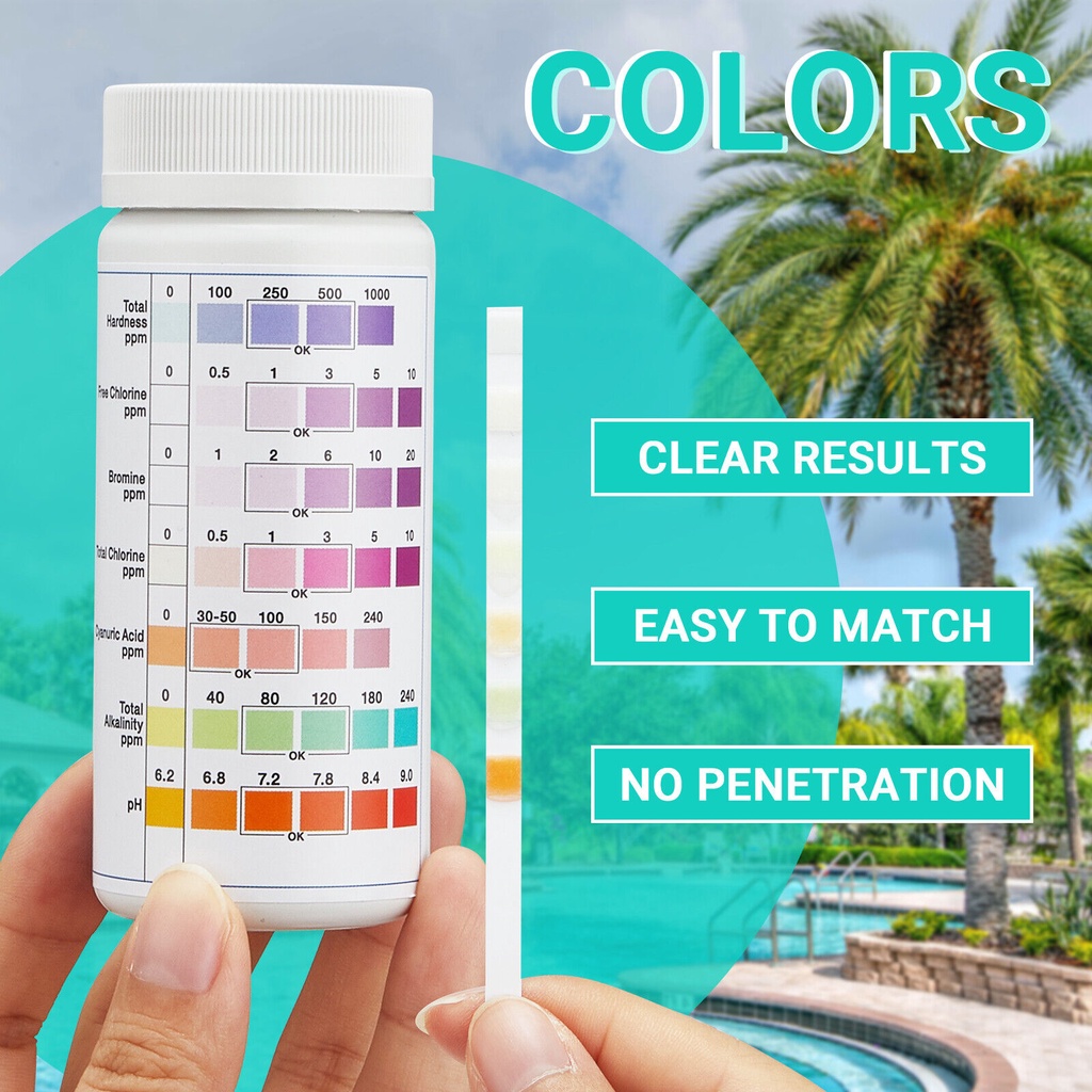 INKBIRD 100Pcs 7 In1 Water Test Strips Water Quality Test Kit Meter ...
