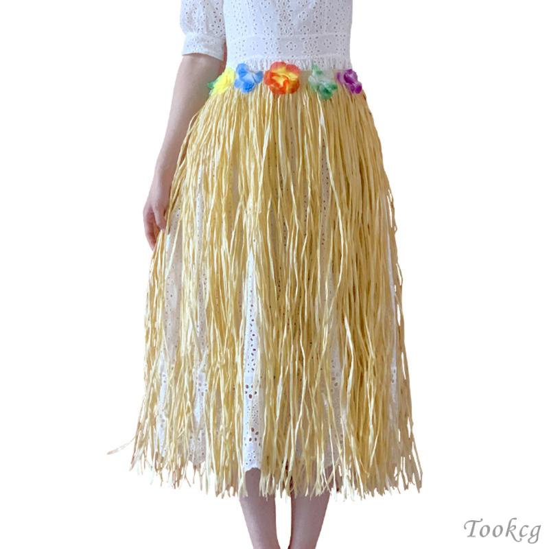 [Tookcg] Hawaiian Grass Skirts Summer Dance Grass Dress for Women Girls