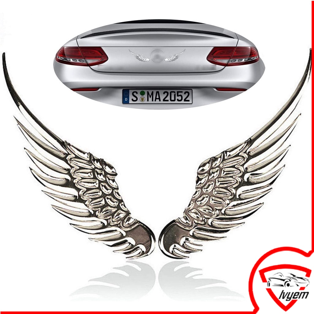 2PCS Car 3D Angel Wings Badges sticker Car Big Wings Stereo Decals ...