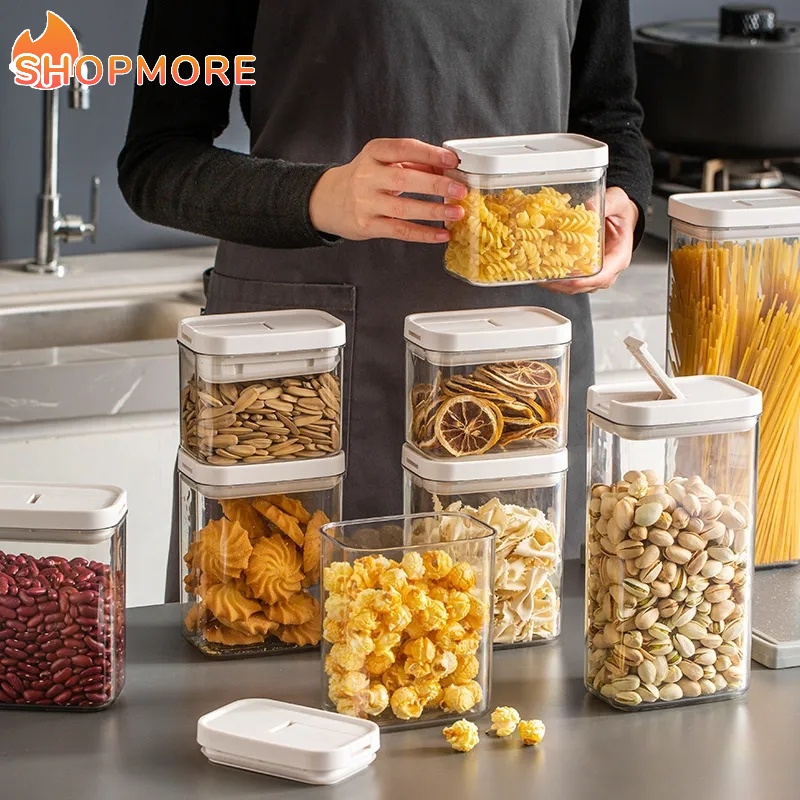 Plastic Cereals Container Glass Storage Spice Multigrain Jars Mason ...