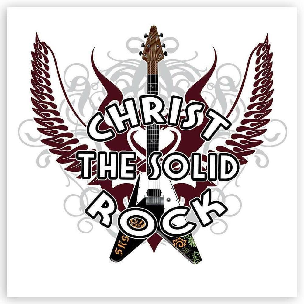 Christian Jesus car bumper sticker Christ the Solid Rock Guitar ...