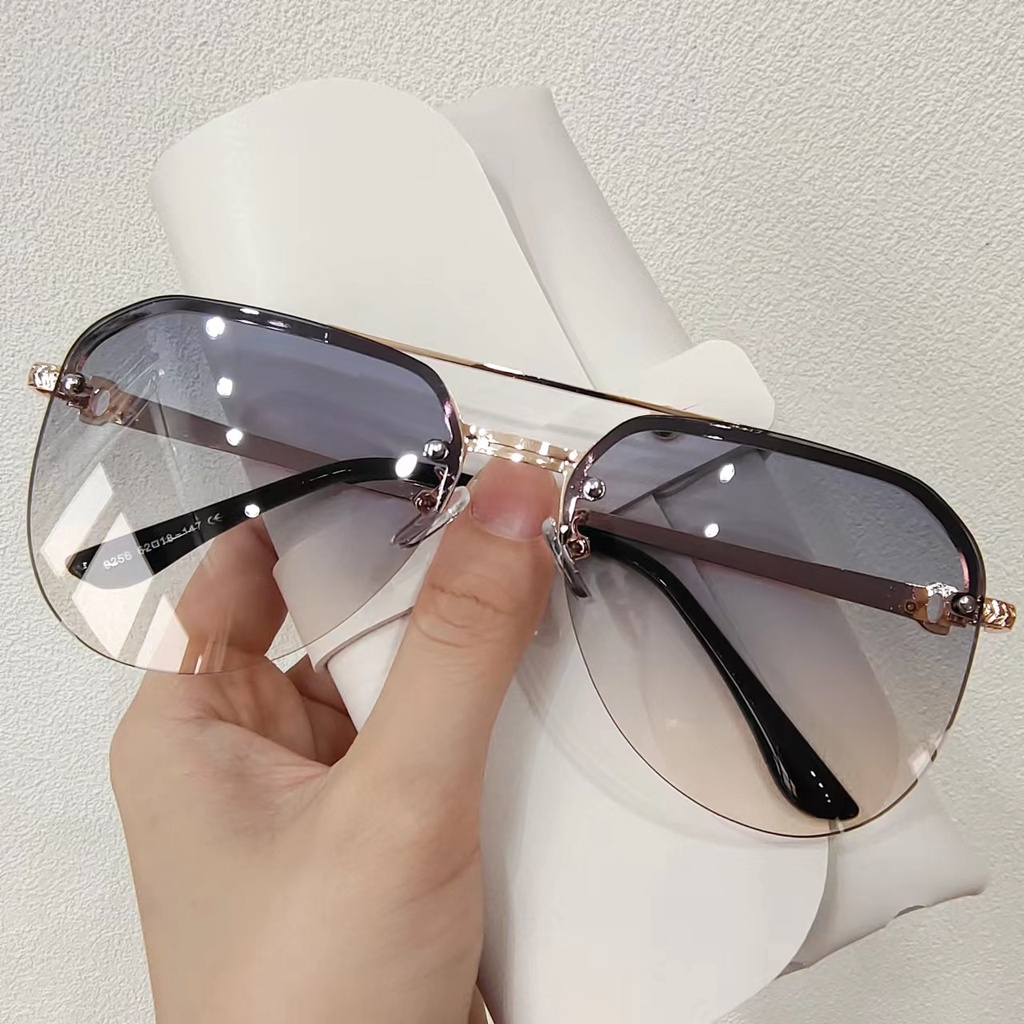 Korean fashion trend metal large frame pilot sunglasses | Shopee ...