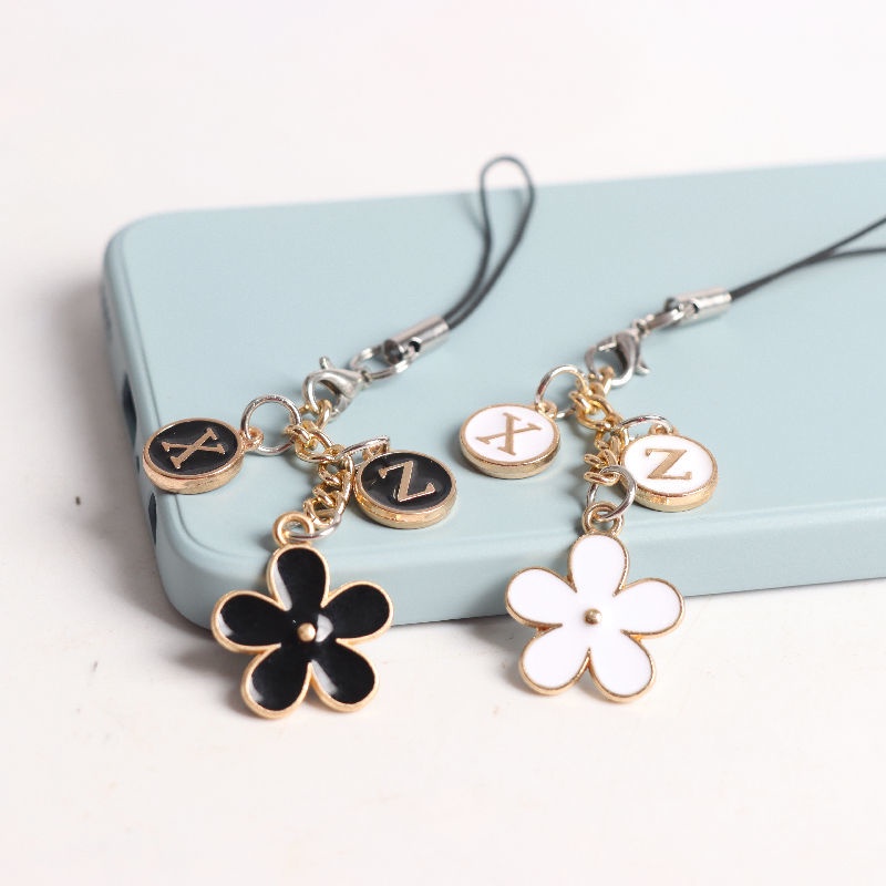 Mobile Phone Pendant diy Customizable DoubleSided Letter Flower Name Abbreviation Rope Men