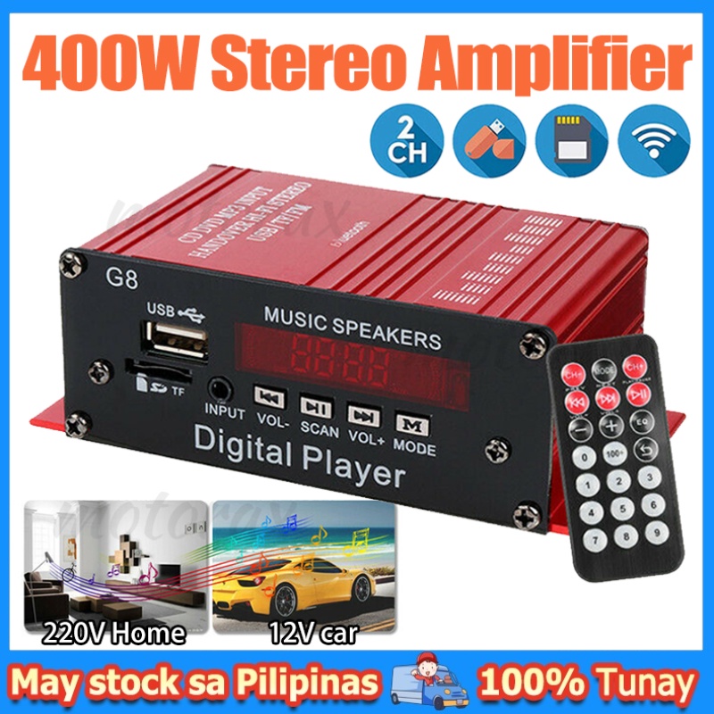 12V 400w Mini Audio Amplifier Home Amplifier Bluetooth Auto Stereo Audio Car Amplifier with