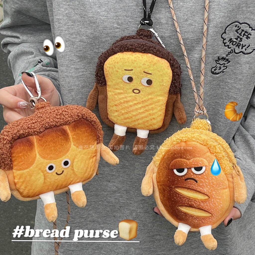 Fashionable Keychain Pendant Coffee Cup And Bread Coin Purse Charm Accessory Portable Resin Bag Decoration For Women