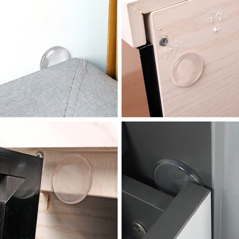 6Pcs Transparent Round Silicone Anti-slip Bumper Furniture Door Stopper ...