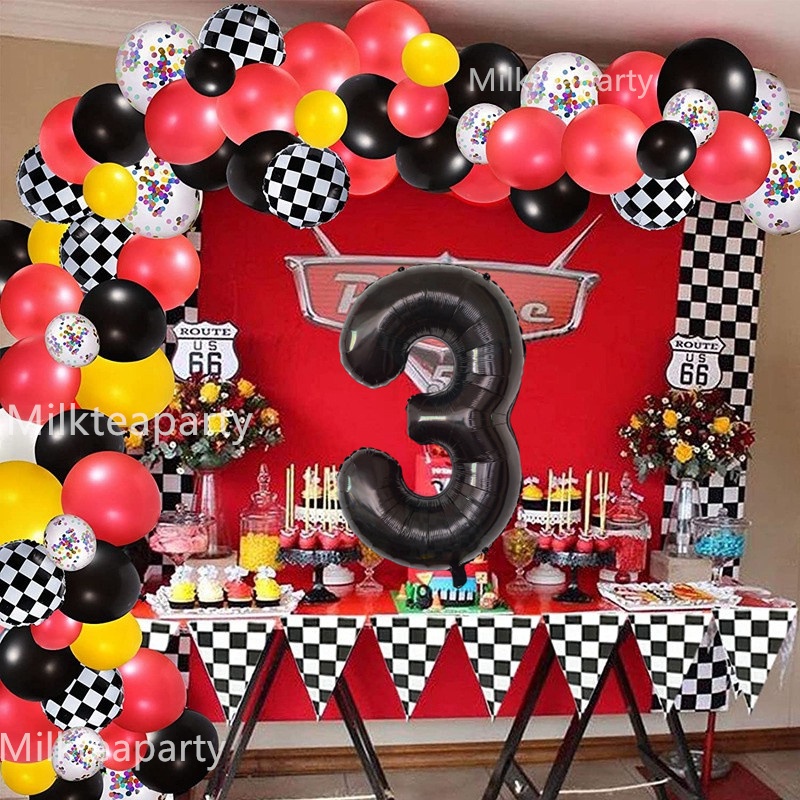 Hot Wheels Birthday Party 32-Inch Red Number Balloon Bouquet – Foil Decorations For Boys & Girls