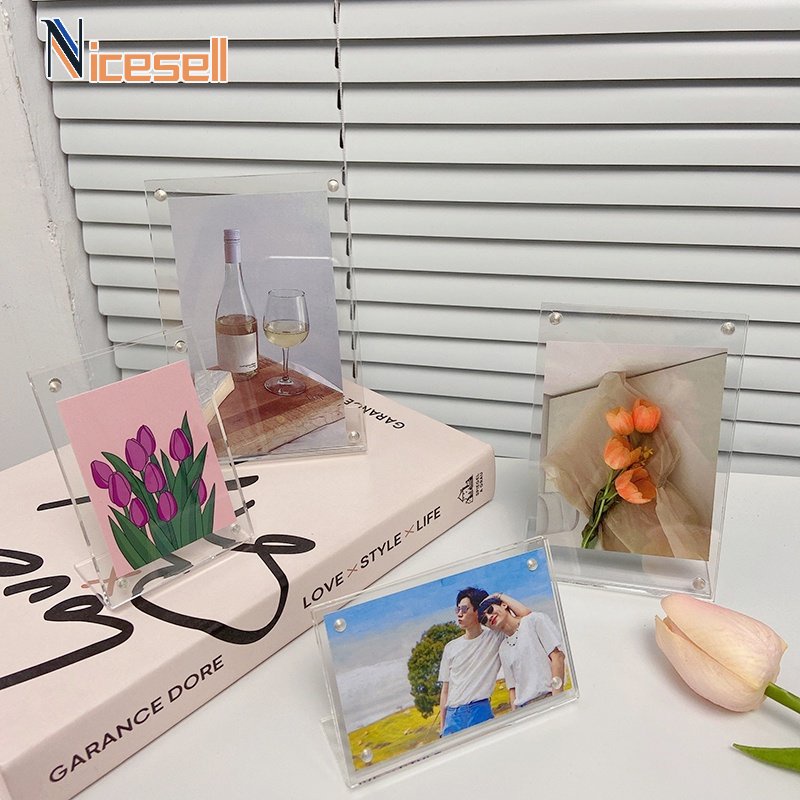 Photo Frame Stand L Shape Photo Holder Acrylic Desktop Photo