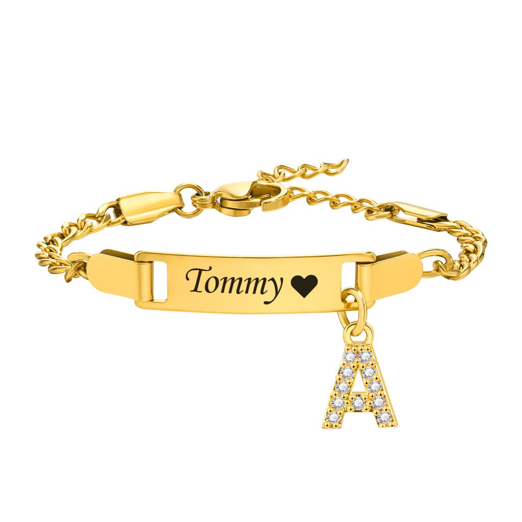 Vnox Baby Name Bracelet with Letter Pendant,Toddler Child ID Bracelet Girl Boy Birthday Gift