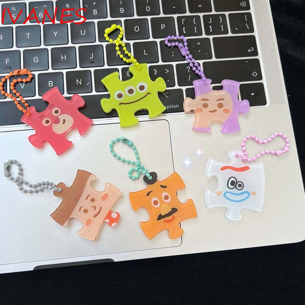 IVANES Building Blocks Keychain Cute Acrylic Key Trinket Building