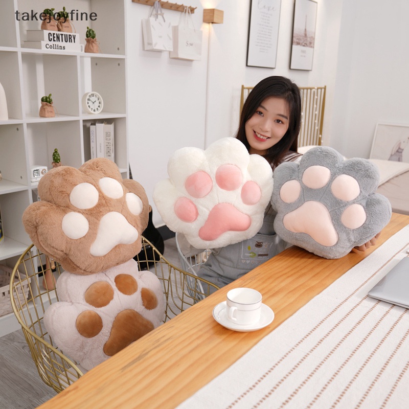 TFPH 40cm Bear&Cat Paw Pillow With Two Holes Plush Stuffed Fuzzy Animal ...