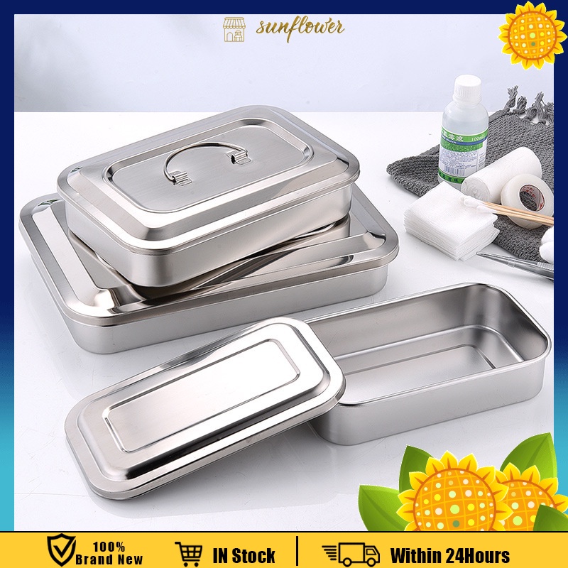 9/11.5 Inch Large Capacity Dental Instrument Tray With Lid Stainless