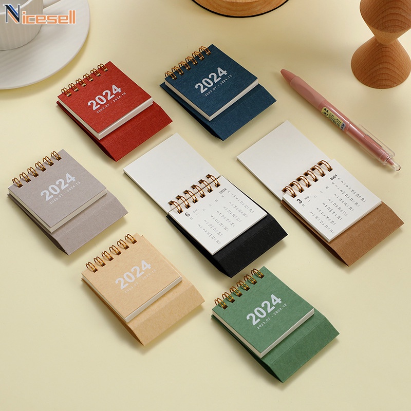 2024 Ins Mini Macaron Calendar Creative Paper Calendars Study Desktop