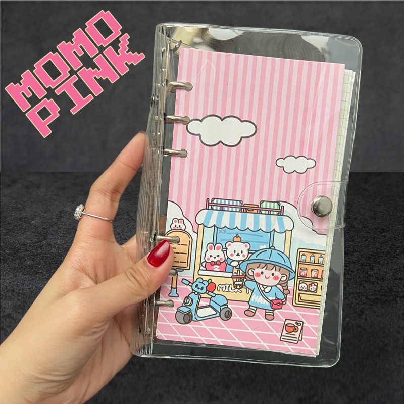 Binder momo cute girl Book Binder A6 100 Sheets Diary Book Journal