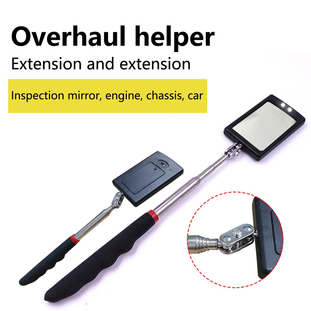 FM_Inspection Mirror with LED Light 360-degree Rotation Telescopic Rod ...