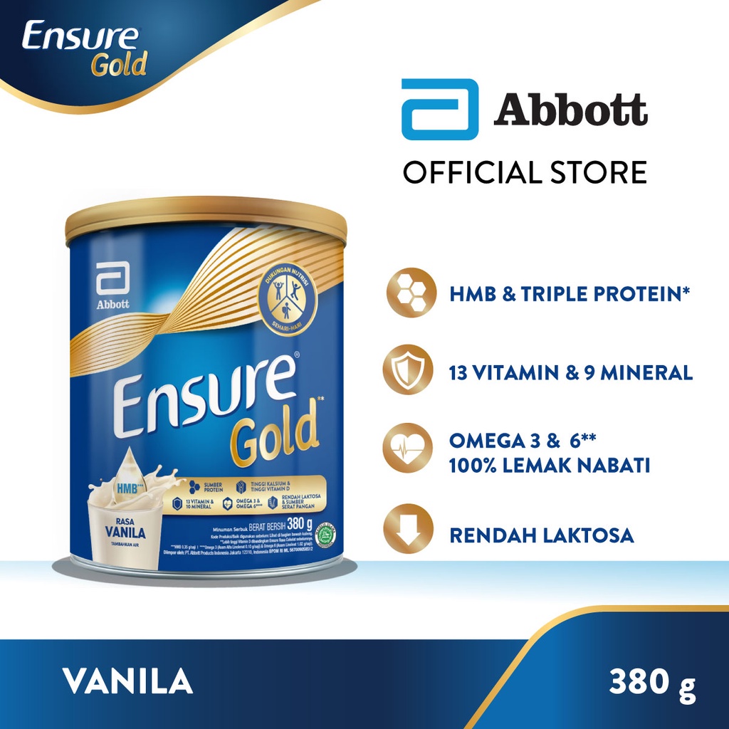Ensure Gold HMB Vanilla 380g Low Lactose Adult Nutrition Shopee