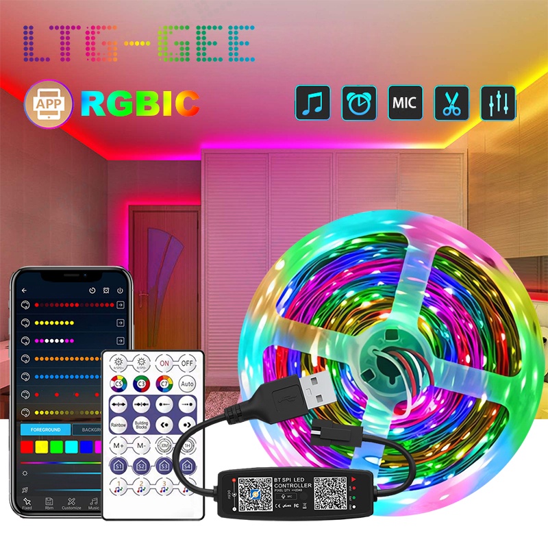 LTGGEE Bluetooth APP LED Strip Lights WS2812b RGBIC 5050 2835RGB USB