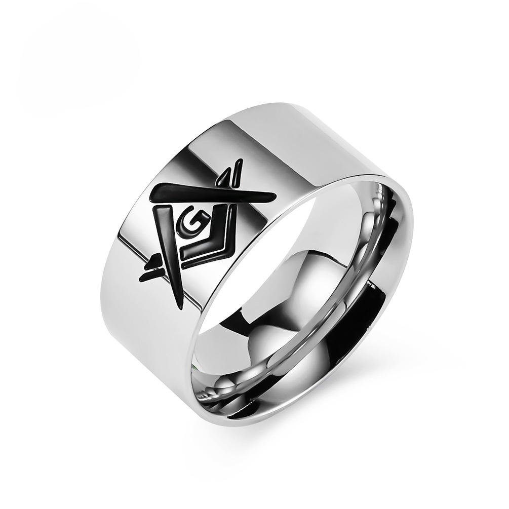 10mm Wide Simple Titanium Steel Masonic Ring for Men Women Gold ...