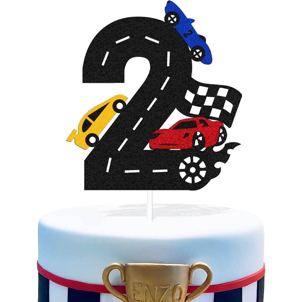 Two Fast Cake Topper 2nd Race Car Driver Checkered Racing Themed for ...