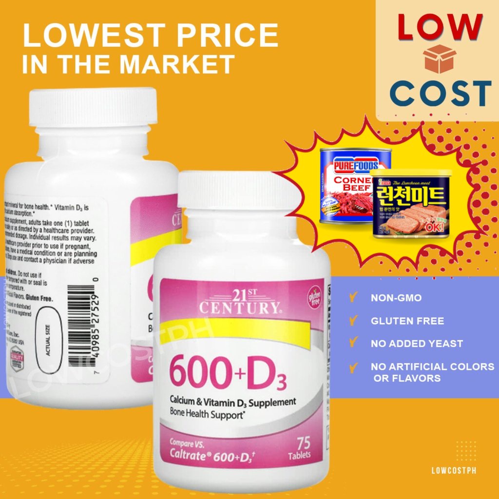 Low Cost PH 21st Century 600+D3, Calcium & Vitamin D3 Supplement, 75