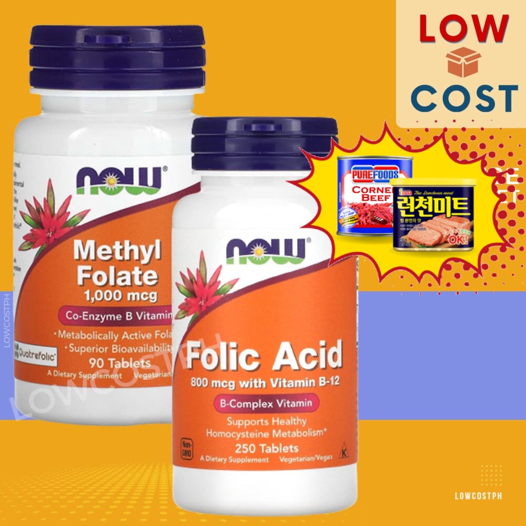 Low Cost PH | Now, Folic Acid, 800 mcg, 250 Tablets | Methyl Folate ...