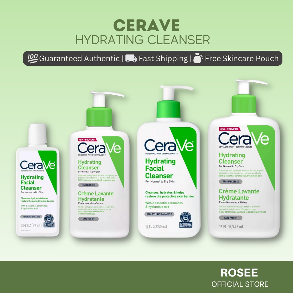 CeraVe Hydrating Facial Cleanser 87ml, 237ml, 355ml, 473ml, 1000ml (US ...