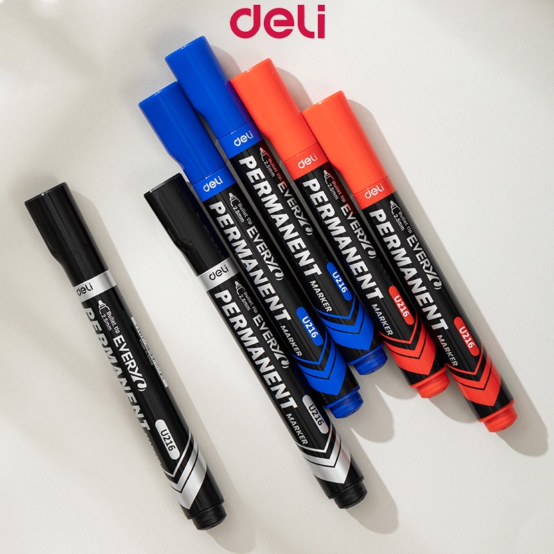 Deli Permanent Marker Pen 2.5mm Durable Fibre Tip Markers School Office ...