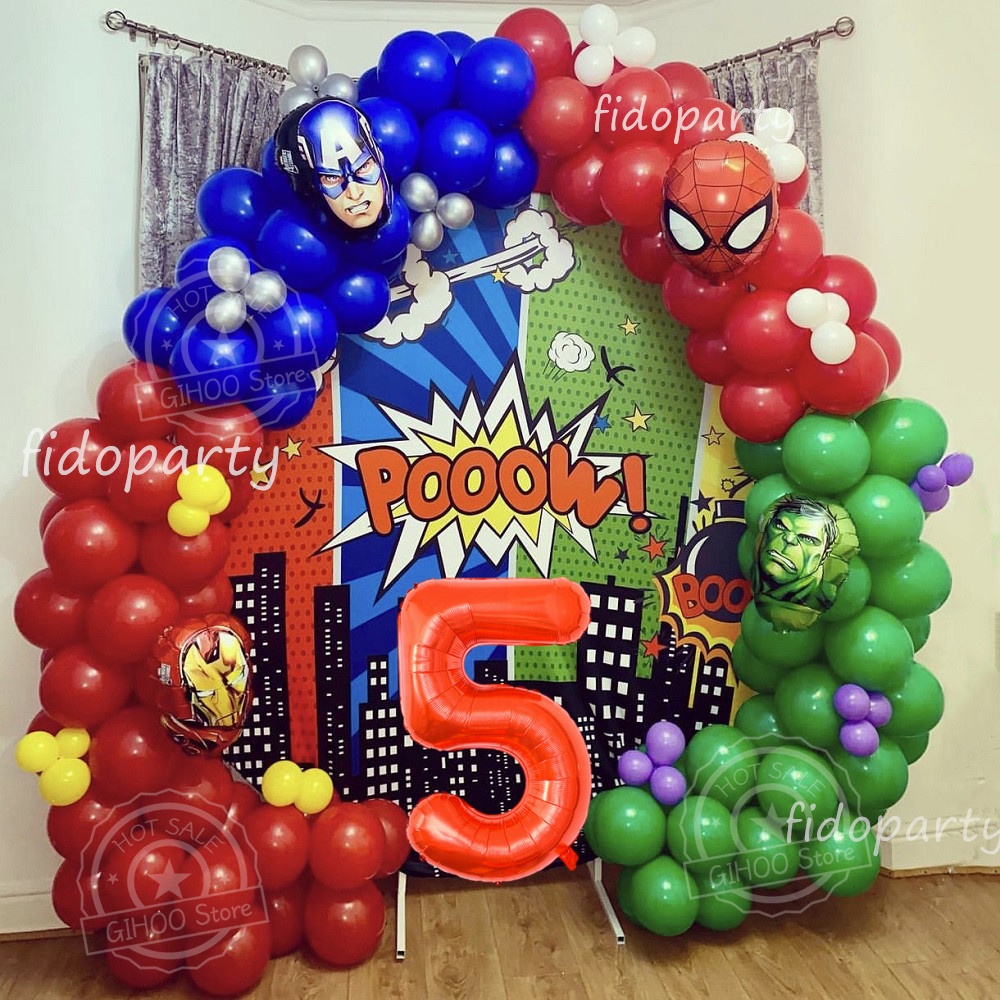 119pcs Spiderman Iron Man Hulk Captain America Latex Arch Garland ...