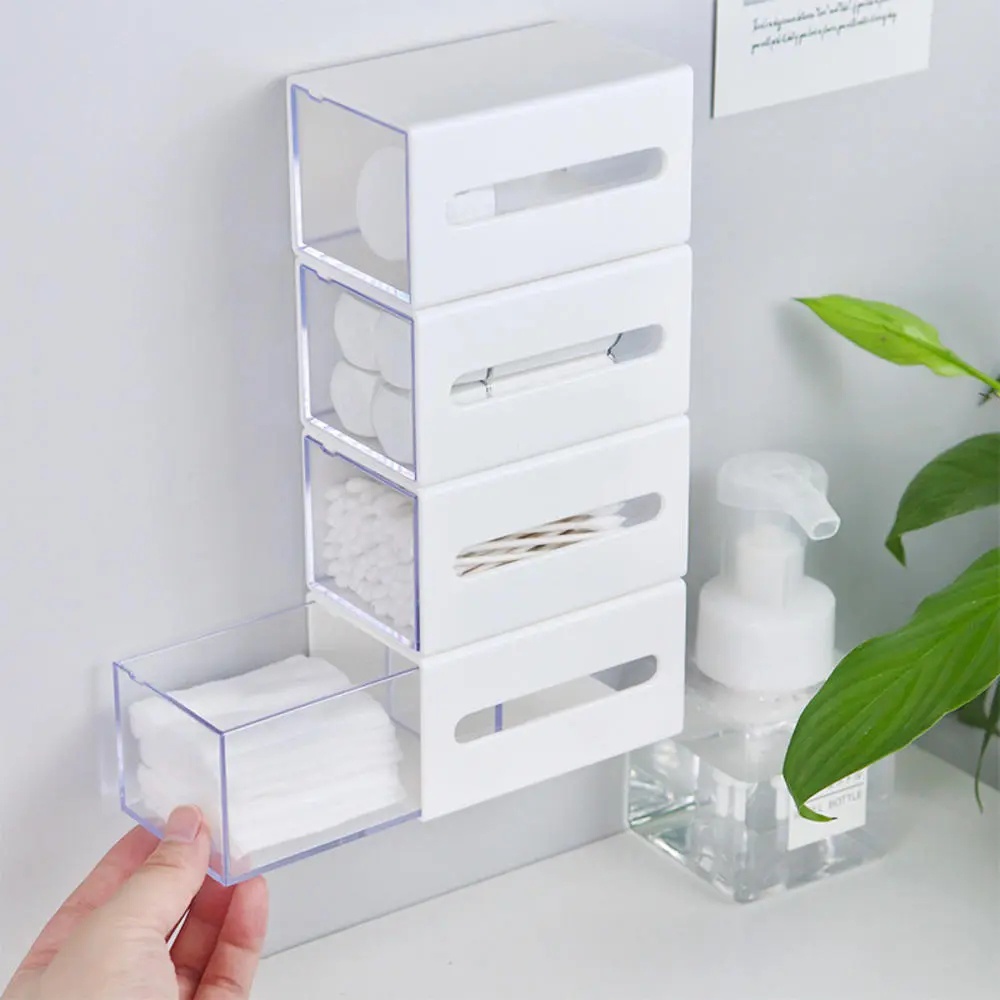 Bathroom WallMounted Cotton Swab Storage Box/Telescopic Head Rope