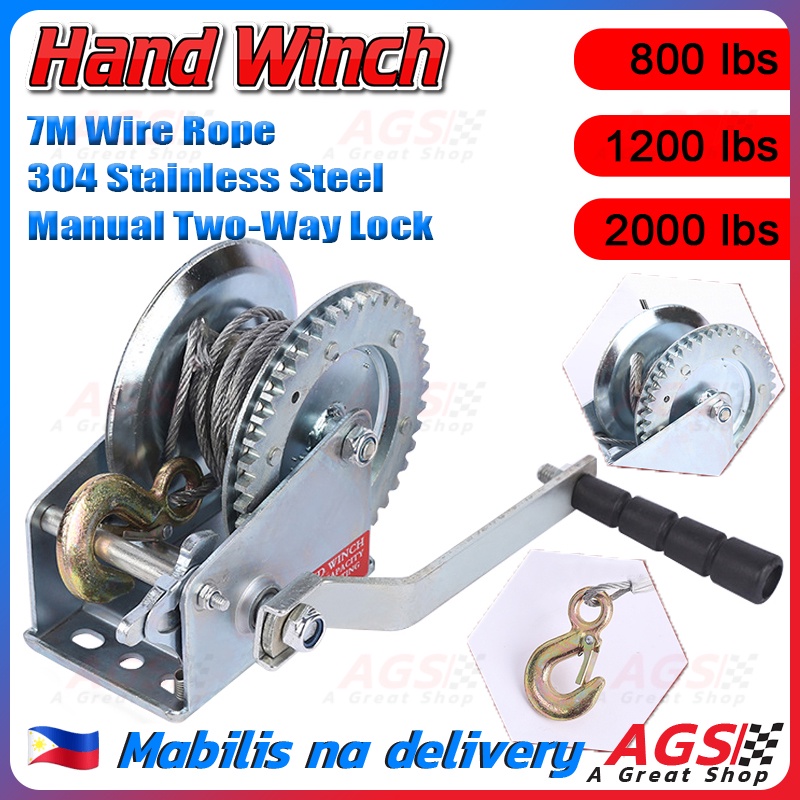 Hand Winch 800—2000LBS Cable Whook Mechanical Winch Mini Portable Boat