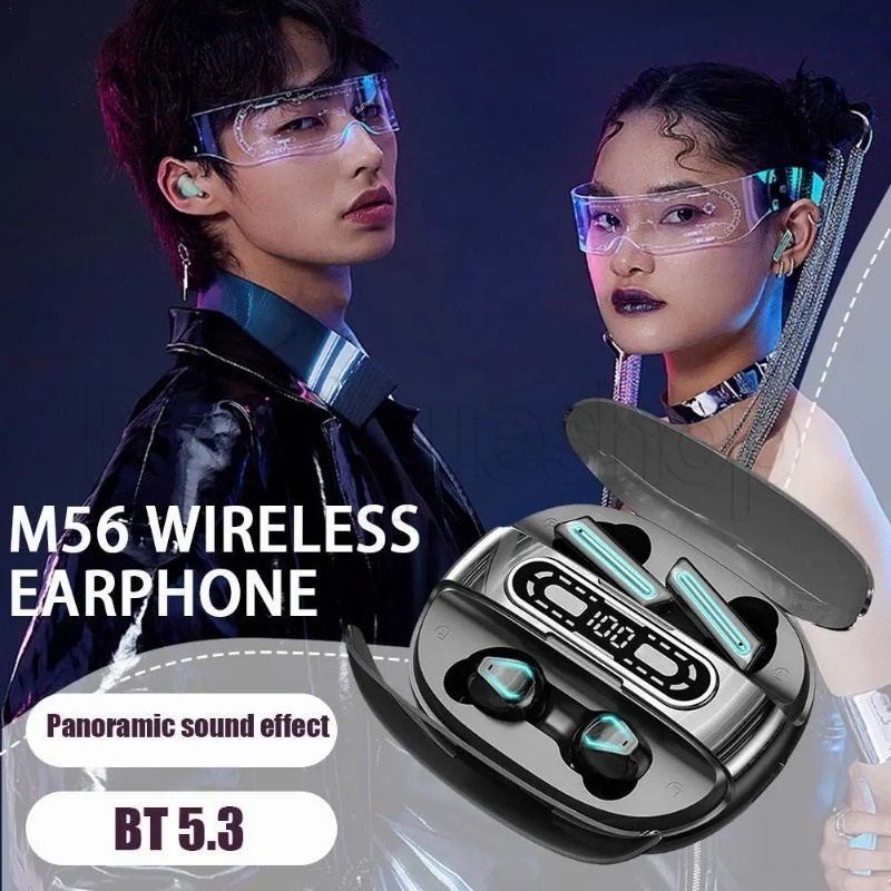 M56 TWS Bluetooth Headphones / Digital Display Touch Couple Headset / V5.3 Wireless Earphones