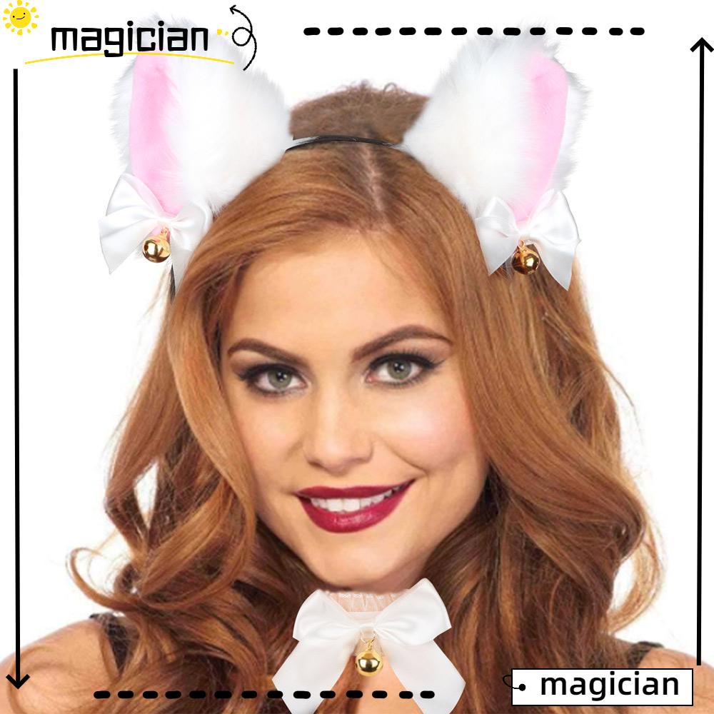 MAG Pcs Cat Ear Headband Furry Cat Ears With Bells Bells Necklace Make Up Fancy Dress Cute