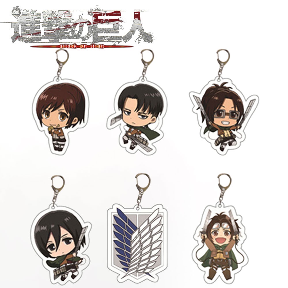 Anime Attack on Titan Keyring Cartoon Figuers Levi Ackerman Eren Jaeger ...