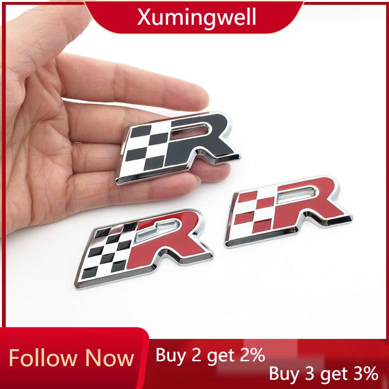 3D Metal Sticker Racing Flag R logo Emblem Badge Decal Car Styling for ...