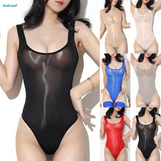 Women Bodysuit High Cut Bikini Thong Leotard See Through Swimwear