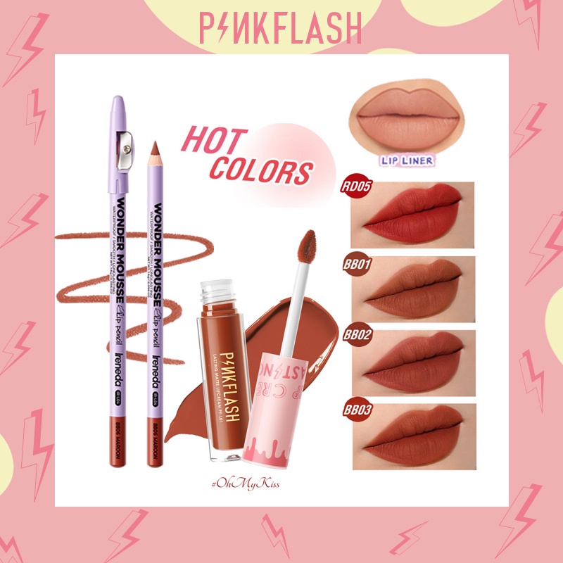 PINKFLASH 2pcs Lips Makeup Set Waterproof Lip Tint Matte Liquid ...