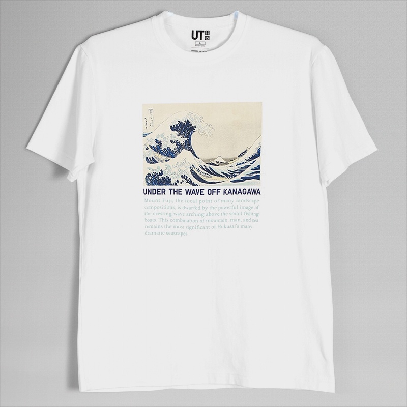 Spot Fashion Uniqllo Edo Ukiyoe Hokusai Blue Tone Joint Male And Female 